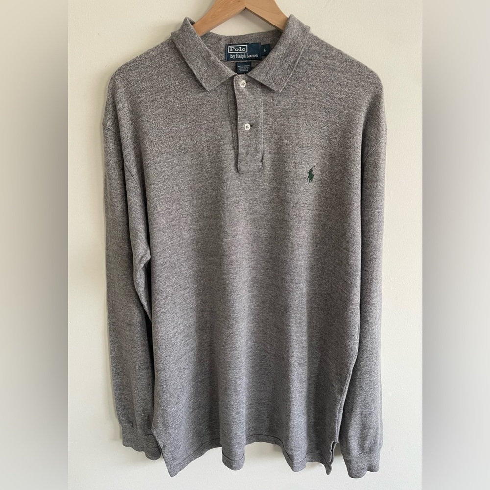 Polo Ralph Lauren Men's Gray Long Sleeve Polo Shirt Size XL